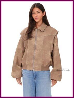 Faux Leather Bomber Jacket Collared Zip Front Fall Transitional